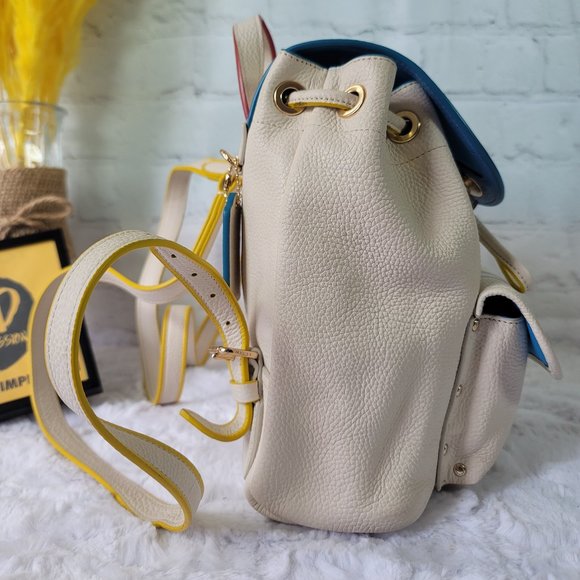 Coach Mini Turnlock Backpack White Leather With Colorblock Edge - Picture 4 of 13